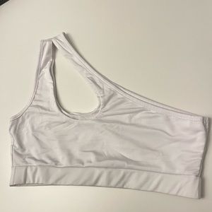 SHEIN one shoulder sports bras - white and rose pink bundle!